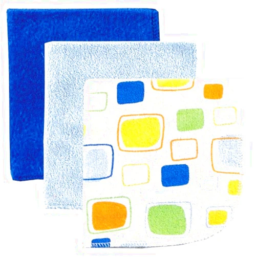 Luvable Friends Washcloth, Blue, 3-Count