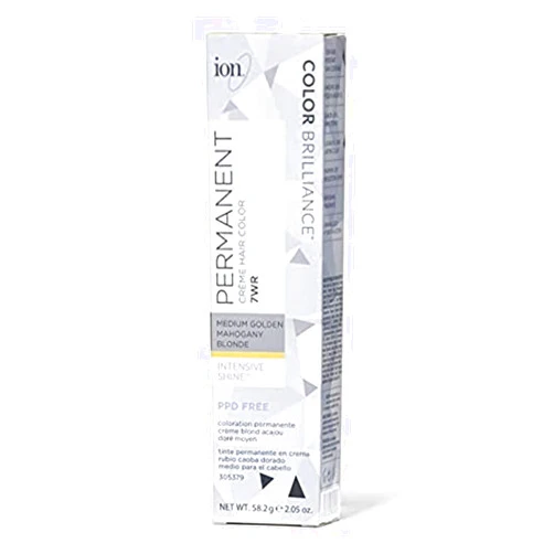 ion Medium Golden Mahogany Blonde Permanent Creme Hair Color, 7WR, Paraphenylenediamine Free, 100% Gray Coverage, Vegan and Cruelty Free