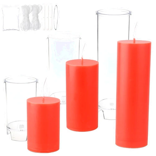 MILIVIXAY 3PCS Pillar Candle Molds - Plastic Cylinder Candle Mold Set for Candle Making-Candle Making Molds with Candle Wicks Kit.