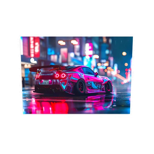 ANMOGID Canvas Poster Car R35 Jdm Neon City Night Scene Unframed Print Decorative Painting Art Decoration Aesthetic Wall Art Bedroom Living Room Office 12x18inch(30x45cm)
