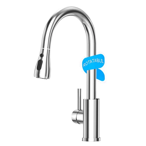 LIVLOV kitchen Sink Faucet,Kitchen Faucets with Pull Down Sprayer,silvery Stainless Steel Rv Sink Faucet,Single Llave Handle Brushed Nickel Pull Out Kitchen Faucet,Bar Sink Faucet,360°Swivel Sprayer