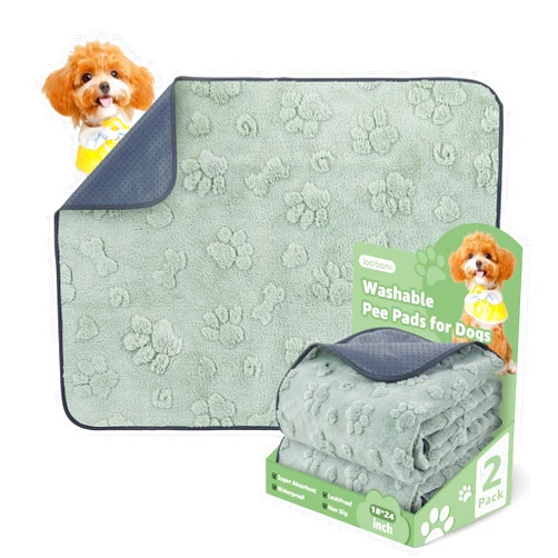 LOOBANI Washable Pee Pads for Dogs: 2 Pack Super Absorbent Reusable Puppy Pads, Leakproof and Waterproof Dog Training Pads Whelping Pads for Potty, Floor, Crate, Couch Bed and Travel, 18