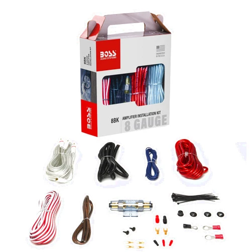BOSS Audio Systems 8BK 8 Gauge Amplifier Installation Wiring Kit - A Car Amplifier Wiring Kit Helps You Make Connections and Brings Power to Your Radio, Subwoofers and Speakers
