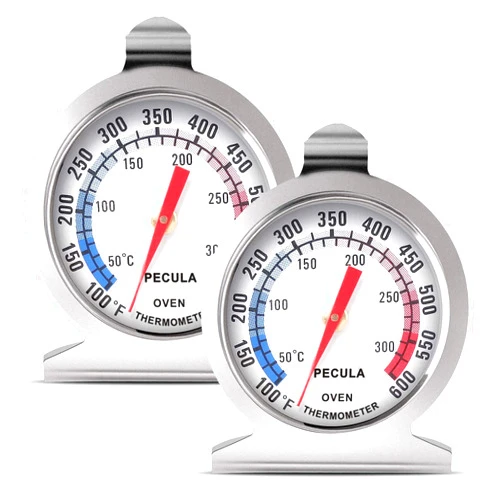 PECULA Oven Thermometer 2 Pack 50-300°C/100-600°F, Oven Grill Fry Chef Smoker Thermometer Instant Read Stainless Steel Thermometer Kitchen Cooking Thermometer for BBQ Baking 2Pack