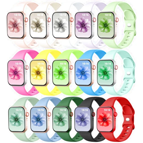 GEAK 15 Pack Compatible with Apple Watch Band for Women Men 40mm 38mm 41mm 49mm 45mm 44mm 42mm, Silicone Sport Replacement Strap Compatible for iWatch Bands for Women Ultra Series 9 8 7 6 5 4 3 2 1 SE
