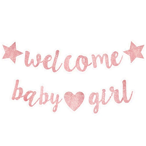 ZJHiome Baby Shower Decorations for Girl, 3M Long Baby Girl Banner, Welcome Banner, Pink Baby Shower Banner for Gender Reveal Party (Pink)