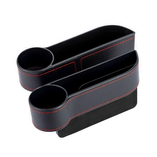 Coforder Car Seat Gap Filler Organizer Between Front seat car Organizer and Storage Box, Auto Premium PU Leather Console with Cup Holder, Car Pocket for Interior Essentials (for 2 Sides)