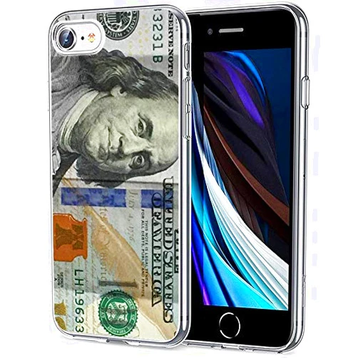 Eastoa Transparent Soft TPU Flexible Corver Case Compatible with iPhone SE 2022/2020/7/8 Cover Money One Hundred Dollar Bill 100 If You Like Purchase Try A Cel