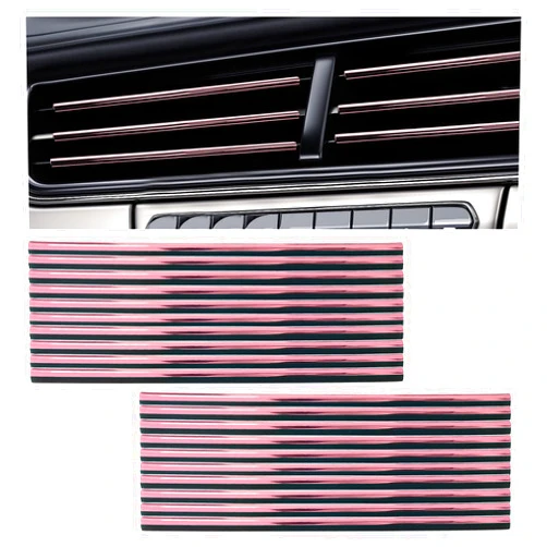 MUQIDA 20PCS Car Air Conditioner Decoration Strips, Waterproof Auto Moulding Trim for Straight Air Vent Outlet, Universal Bendable Vent Strip Interior Accessories for Most Vehicles (Pink)