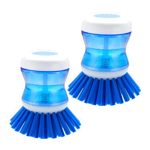 YeuDeuy Dish Brush with Soap Dispenser for Dishes Pot Pan Kitchen Sink Scrubbing, Blue 2pcs