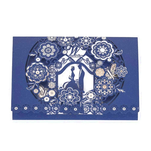 Jofanza 50PCS Laser Cut Floral Wedding Invitations with Butterfly and Envelopes 5