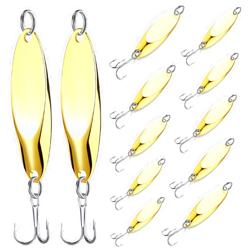 BBTO 30 Pieces Fishing Spoons Lures, Hard Metal Treble Hooks Fishing Spoons for Huge Distance Cast Saltwater Freshwater in 1/5 1/4 3/8 1/2 3/4 oz