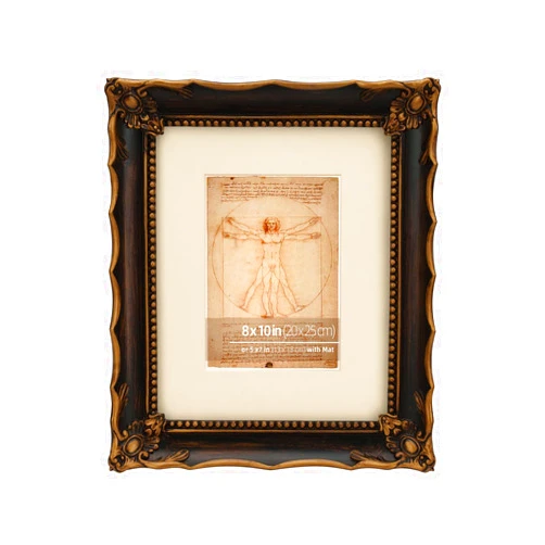 DUCIHBA 8x10 Antique Black and Gold Ornate Hand-Crafted Resin Picture Frame with Velvet Backing, Decorative Scallop Edge Baroque Design with Corner Ornaments, for Photo Gallery, Art, Painting