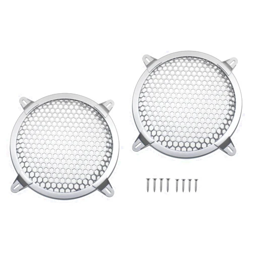 FDXGYH 2 Pcs 8.0 Inch Speaker Grill Subwoofer Grill Waffle Grill Guard Protector Cover with Mounting Screws for Home Audio (Silver)