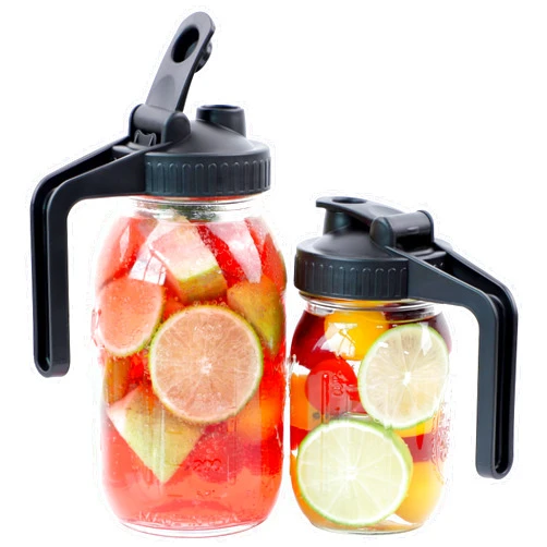 GMEPOCH Mason Jar Pitcher Lid With Pour Spout & Handle Regular Mouth Mason Jar Lids With Flip Cap Easy Pouring Spout Airtight Leak-Proof Turns Your Mason Jar Into Pitcher (Jars Not Included)