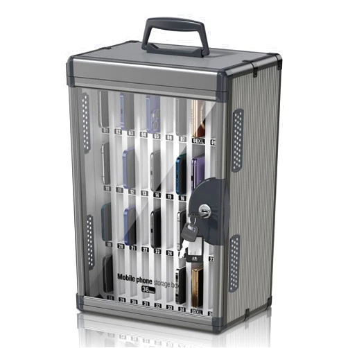 Lockbako 36 Slots Cell Phone Locker for Classroom, Portable Mobile Phone Storage Box with 【2 Different Size Slots】, Phone Lock Box Wall Mounted (Black)