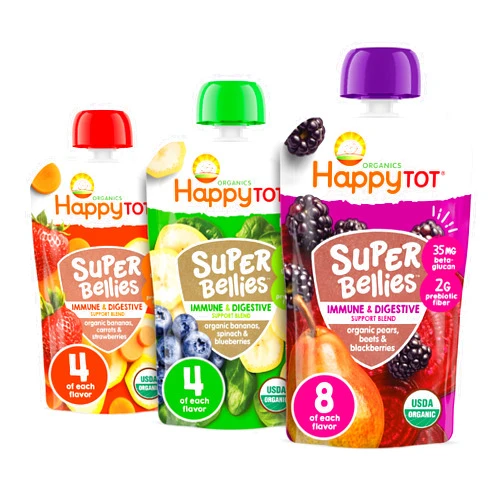 HAPPYTOT Happy Tot Organics Super Bellies Variety Pack, 4 Ounce(Pack of 16)
