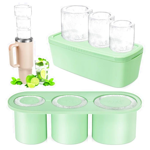 PADONISE Ice Cube Tray for Stanley Cup Tumbler 20-40 oz,Tumbler Ice Mold With Lid and Bin for Ice Chilling Cocktails, Juice, Whiskey, Drinks, Coffee, Tea, Easy Fill and Release Ice Maker Summer Gifts