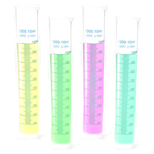 Bekith 4 Pack 1000ml Plastic Graduated Cylinder with Stable Base, Plastic Measuring Cylinder 2-Sided Marking Lab Cylinders, Clear Measuring Cylinder for Science Projects, Laboratory Supplies