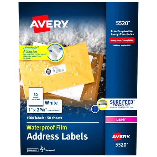 Avery Waterproof Printable Address Labels with Sure Feed, 1