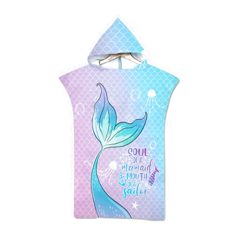 Jienono Hooded Beach Towel Microfiber, Beach Surf Poncho Changing Towel Robe with Hood Pocket, Quick Drying Lightweight Travel Towels for Yoga Surfer Swimmer Adults Men Women(Green Mermaid)