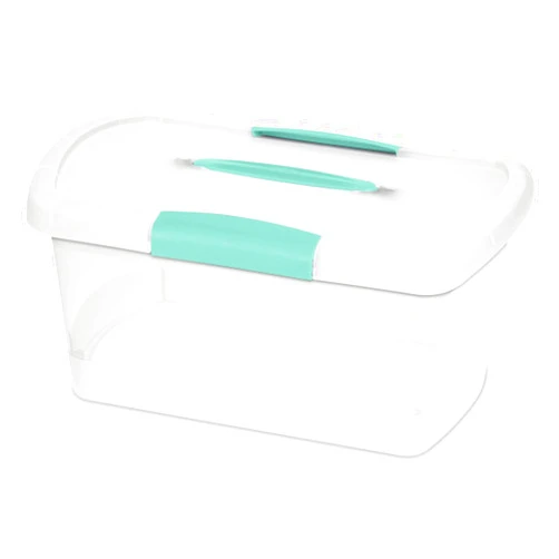 Sterilite Medium Nesting ShowOffs, Stackable Small Storage Bin with Latching Lid and Handle, Plastic Container to Organize Home, Clear, 12-Pack