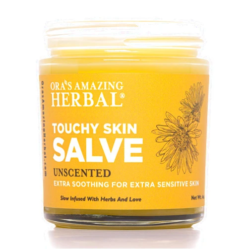 Ora's Amazing Herbal Touchy Skin Salve, Eczema Cream for Kids and Adults, Natural Sensitive Skin Treatment, Itch Cream, Calendula Ointment, 4 oz