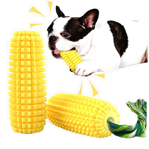 Mloowa Dog Chew Toys for Aggressive Chewers,Corn Interactive Squeaky Dog Toys for Puppy Medium Breed,Tough Rubber Dental Chew Dog Toys
