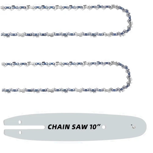 JINFFR [3 Pieces] 10 Inch Chainsaw Chains and Guide Bar 3/8