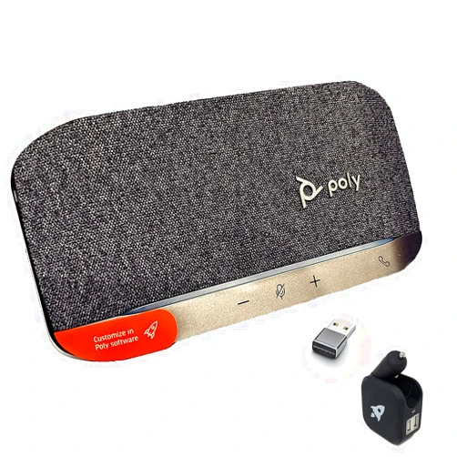 Global Teck Worldwide GTW Bundle with Poly SYNC 20+ USB-A Bluetooth Speakerphone w/dongle and Charger - for Streaming Voice/Video, Distance Learning, Remote Work, School,Conferencing Apps - Zoom, Webex, Meet, Teams