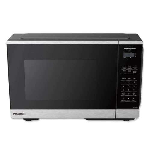 Panasonic Countertop Microwave Oven, 900W, 0.9 Cu. Ft., Sensor Cook and Reheat, 10 Power Levels, Auto Defrost, Keep Warm, Child Lock, Black Stainless Steel - NN-SB44QS
