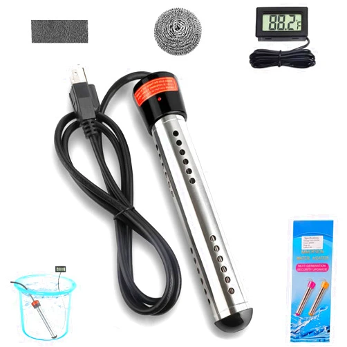 Laboomkey 2000W Immersion Water Heater,Portable Bucket Heater with Digital LCD Thermometer, Stainless Steel Guard Anti-scalding Submersible Water Heater for Pool Bathtub,UL Listed