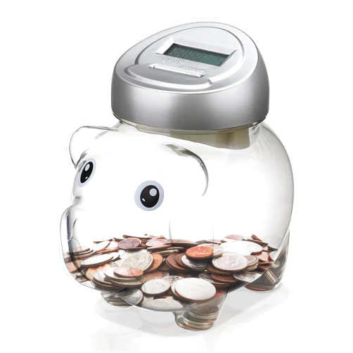 Younion Piggy Digital Coin Bank, Automatic Coin Counter Totals All U.S. Coins, Clear Money Saving Jar with LCD Display, Silver