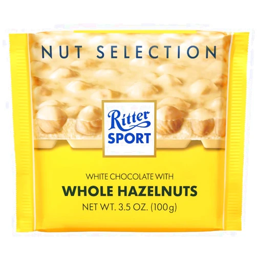 Ritter Sport 100g White Chocolate Whole Hazelnuts Candy Bar