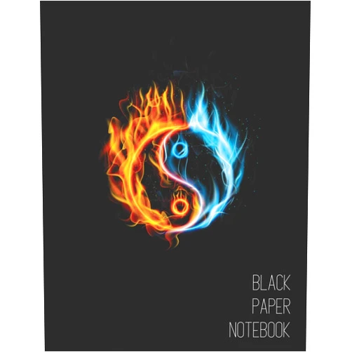 By MakMak Luxury (Author) Fire Yin Yang Symbol Black Paper Notebook: Beautiful Blue & Orange Blank Notebook with Black Pages | Pretty Black Lined Journal for Taking Notes | ... Pencils, Metallic Markers, Gel & Ink Pens