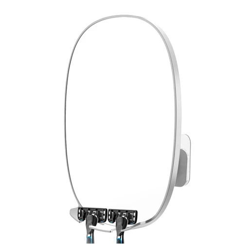 COSMIRROR Shower Mirror Fogless for Shaving with Updated Adhesive,360° Rotation,Two Razor Holders No-Drilling Fogless Mirror for Shower, Shatterproof & Waterproof Bathroom Shaving Mirror Grey