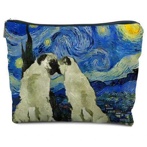 RYYCDOI Starry Night Pug Makeup Bag, Pug Gifts for Pug Lovers, Pug Mom Gifts, Pug Stuff, Dog Makeup Bag,
