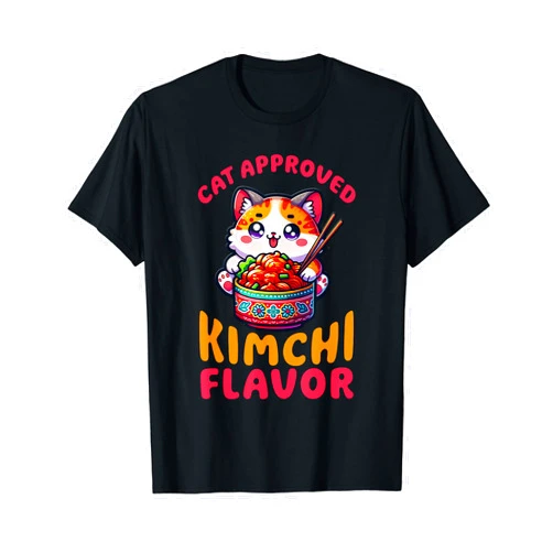 Funny Kawaii Korean Kimchi Food Shirts and Apparel Cat Approved Kimchi Flavor - Cat Lover & Korean Food Kimchi T-Shirt