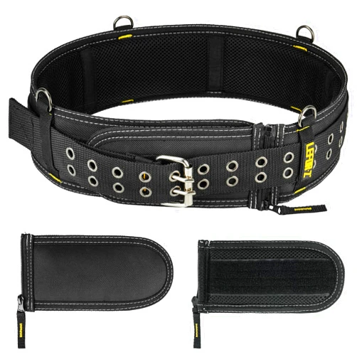 LEFOR·Z Padded Tool Belt,4-Inch Heavy Duty Tool Belts for Men with 4 Suspenders Ring,Work Belts for Electrician,Carpenter,Construction,Utility Belt,Adjustable Waist 34''-45''(Pouch not Included)