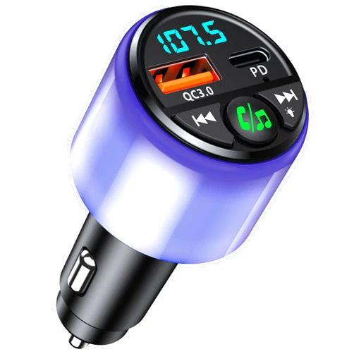 Otemly Bluetooth 5.3 FM Transmitter for Car [PD 30W & QC3.0 18W] Fast Charge, [All-Over Glow] Bluetooth Car Adapter Wireless FM Radio Transmitter Car Kit, Hands-Free Calls, Hi-Fi Music