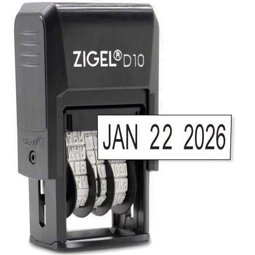 ZIGEL D10 Office Date Stamp - Self Inking Date Stamp - Black