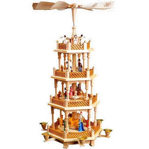 Alexander Taron Importer 16723 Richard Glaesser Pyramid-4 Tiers-Nativity Scene, Wise Men, Shepherds and Angels-21 H W x 12.5