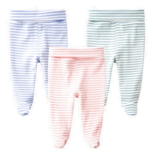 Teach Leanbh Infant Baby 3 Pack Footed Pants Cotton High Waist Casual Leggings