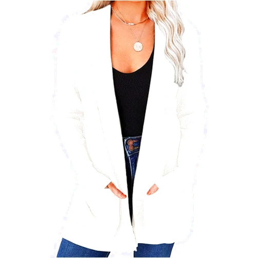 MEROKEETY Women's 2024 Fall Open Front Waffle Knit Cardigan Long Sleeve Cozy Knit Sweaters with Pockets