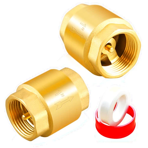 Boltigen 2PCS 1 Inch NPT Female Thread Spring Check Valve, Solid Brass Non Return One Way Horizontal Check Valve, Vertical In-Line Water Check Valve for Well, Pump, Tank, Backflow Prevention