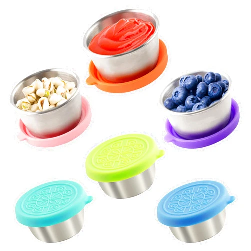 Qukaka 6x1.6 Oz Salad Dressing Containers With Lids, Small Leakproof Reusable Stainless Steel Salad Dressing Container To Go For Lunch Boxes,Sauce containers, Picnics,Travel Meal Prep And Kitchen Storage.