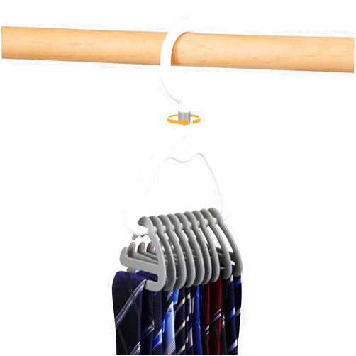 DeTii Premium Tie-Rack-for-Closet-Space-Saving Design, Stylish Tie-Hanger-with-360°-Rotating Head, Easy-to-Tidy-Up &-Take-Off,ABS-Necktie-Organizer-&-Hanger-Holds-9-18-Ties, Smart-&-Sturdy-Tie-Storage