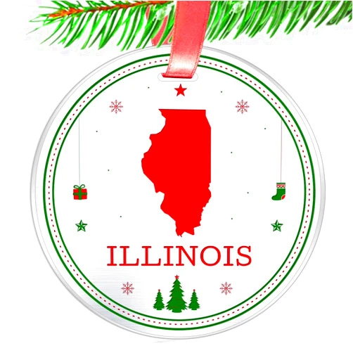 Elegant Chef Illinois State Christmas Ornament- Tree Hanging IL Lover Christmas Decorations
