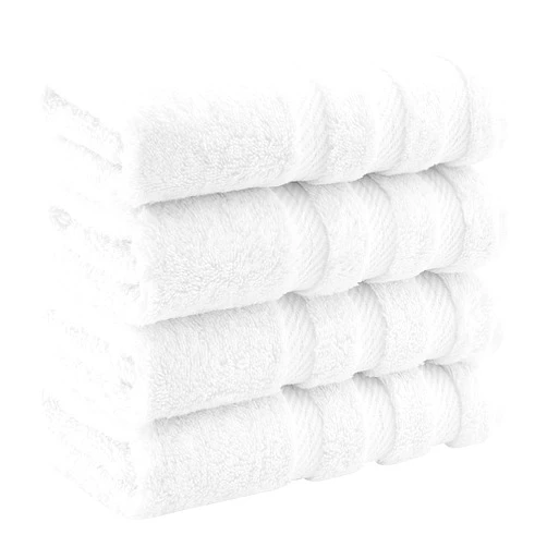 American Soft Linen Luxury Hand Towels for Bathroom, 100% Cotton Turkish 4 Piece Hand Towel Set, 600 GSM Hand Face Towels for Kitchen, White Hand Towels