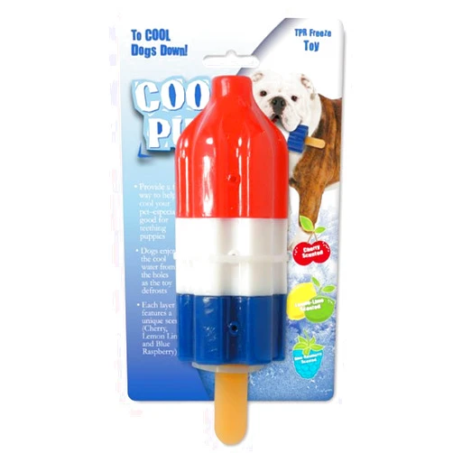 Cool Pup Cooling Dog Toy - Rocket Pop Large,Red,Blue,white